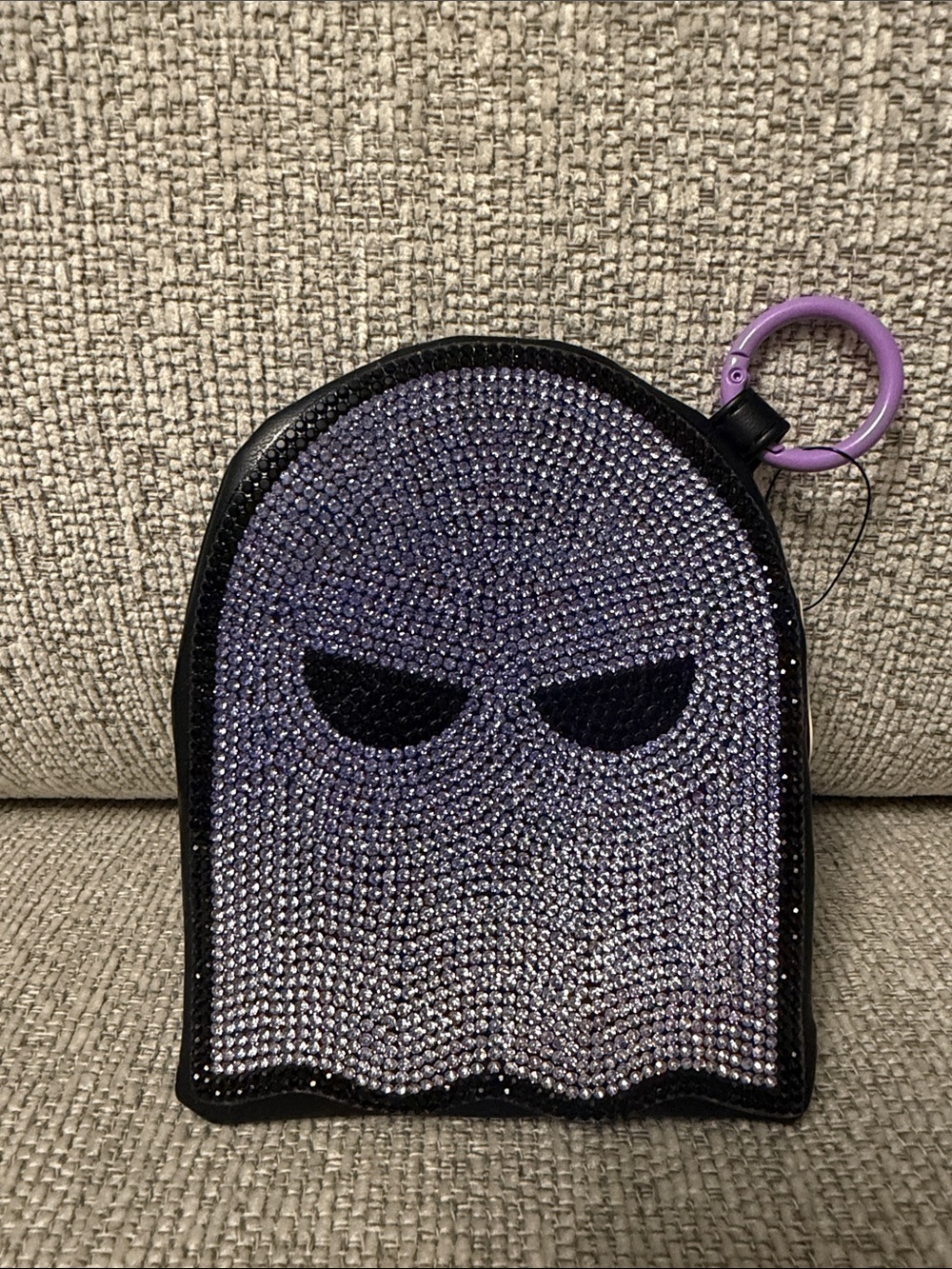 Bling Studded Angry Ghost Coin Purse Wristlet Bag Keychain Bag Charm